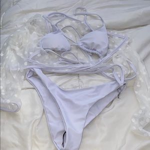 3 piece white bikini